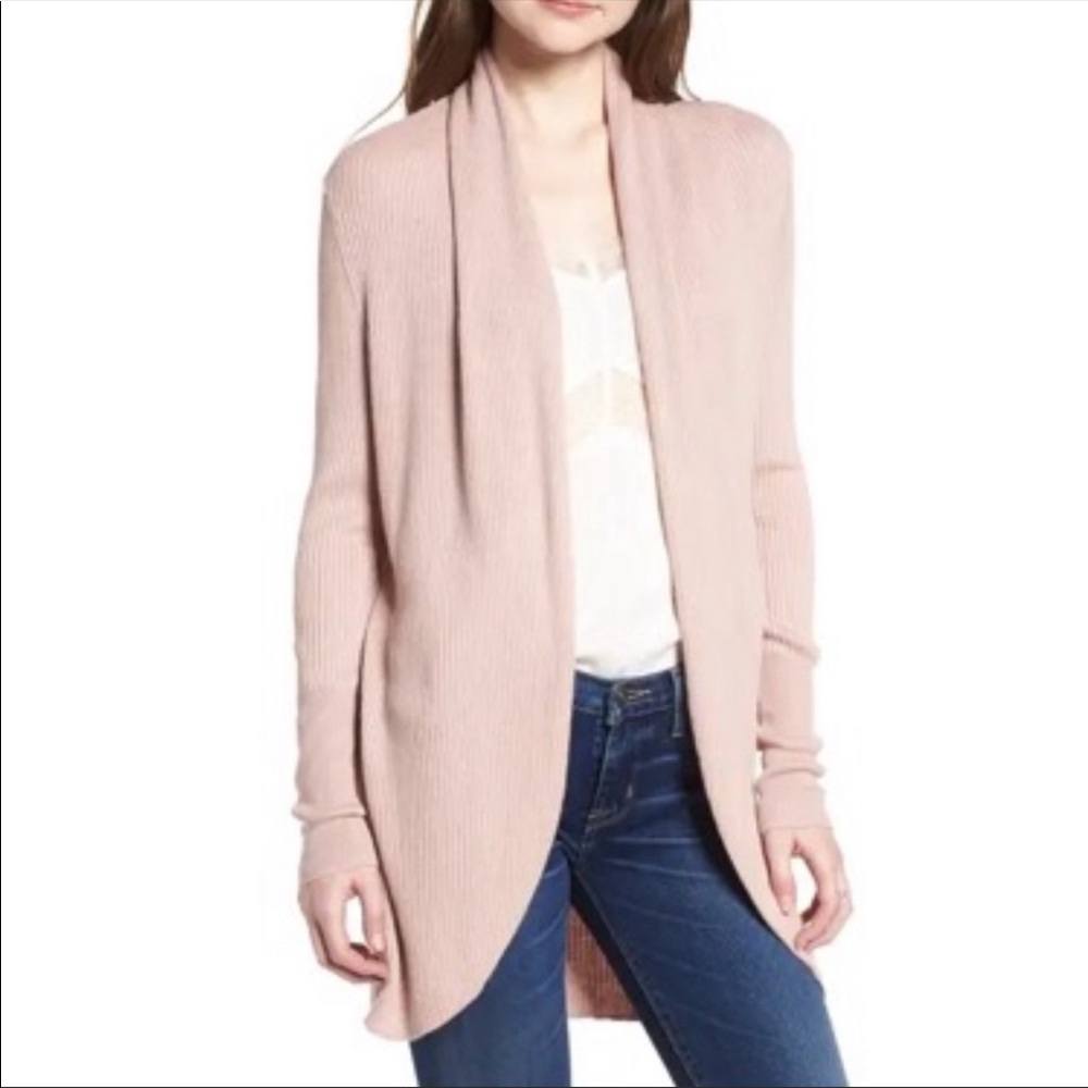 LEITH | Ribbed Shawl Cocoon Sweater in Pink • XS